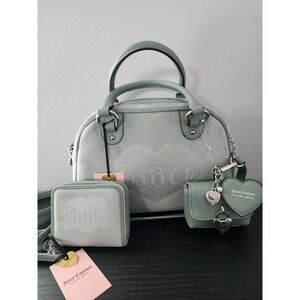Beautiful Juicy Couture Queen Couture Satchel Bag Purse Tote Wallet Sage Green